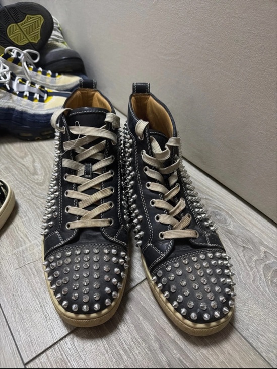Christian Louboutin Other - Christian Louboutin Black Leather Spiked High-Top Sneakers